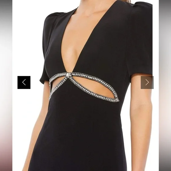 Mac Duggal Black Maxi Dress with Rhinestone Accents - Picture 2 of 9